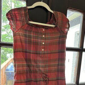 Ralph Lauren plaid ruffled blouse